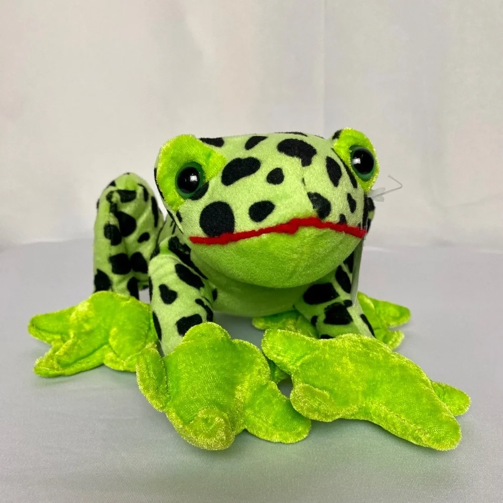 NWT Pair of Cal plush Green | Yellow Cuddly Soft Plush Animal Spotted Frogs